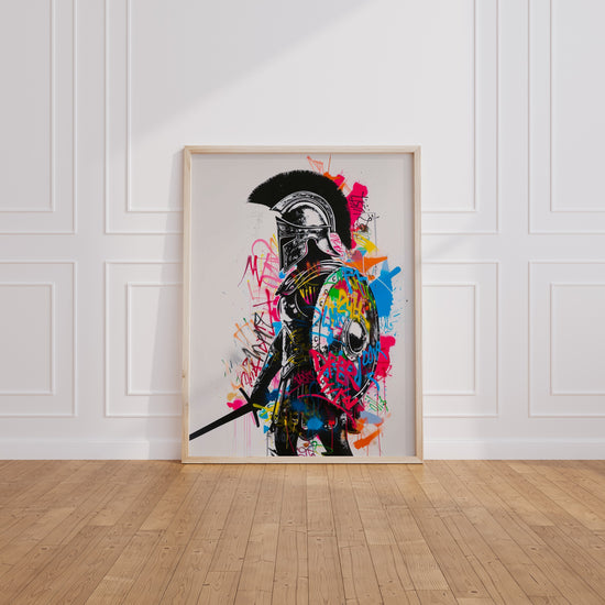 Poster Gladiateur - Le guerrier antique version street art coloré — Vierge - living-room