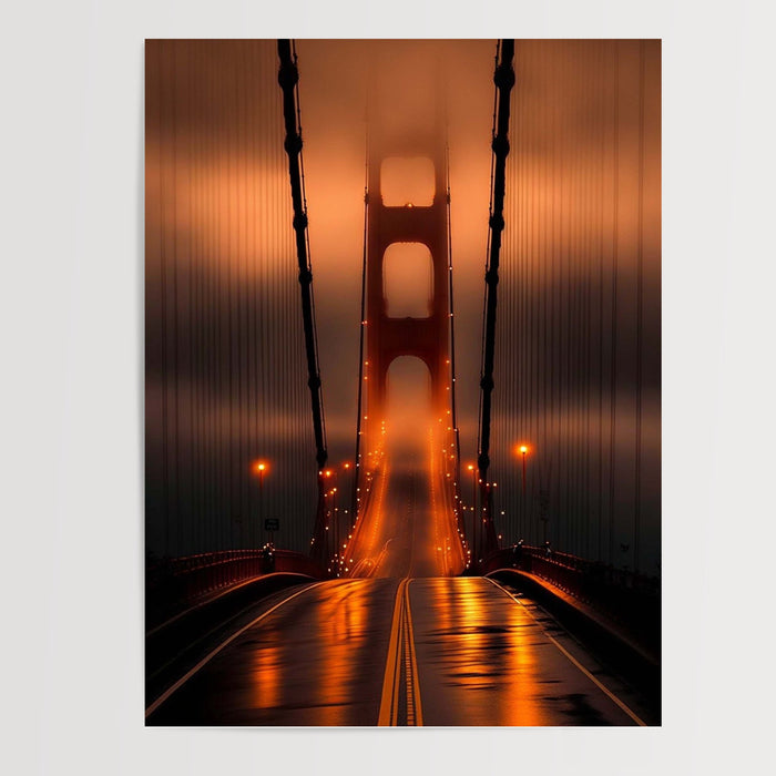 Poster Golden Gate Bridge - Lueurs nocturnes dans la brume — Vierge - poster-presentation-produit