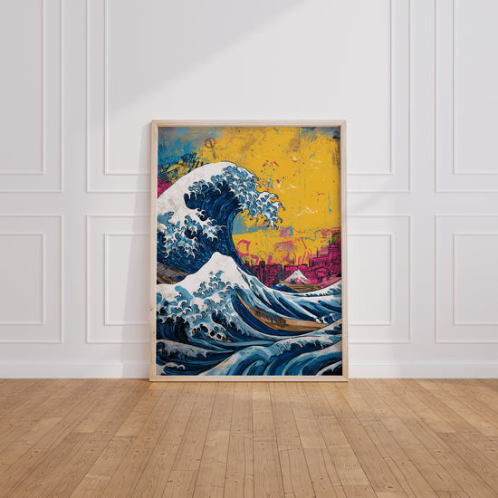 Poster Grande Vague Hokusai - L'estampe japonaise version street art — Vierge - living-room