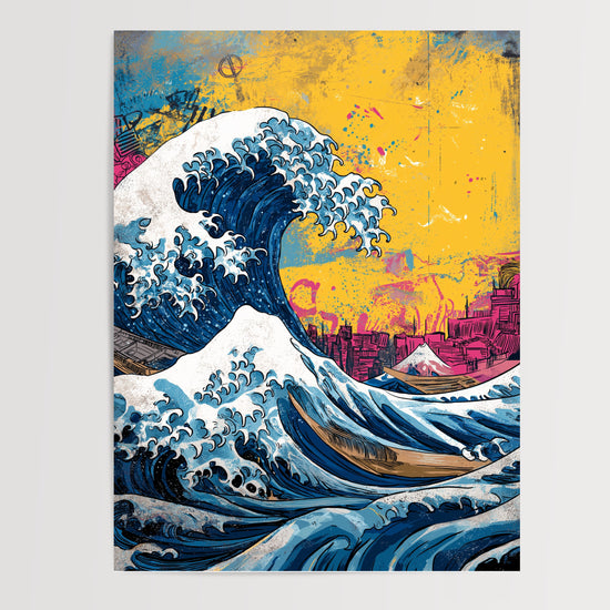 Poster Grande Vague Hokusai - L'estampe japonaise version street art — Vierge - poster-presentation-produit