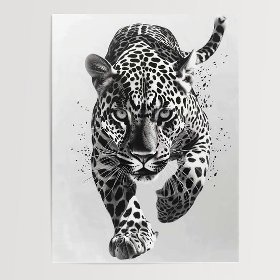 Poster Guépard en course - L'élégance sauvage en noir et blanc — Vierge - poster-presentation-produit