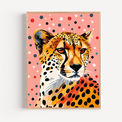 Cheetah-poster met stippen – wild-chic in girly pasteltinten