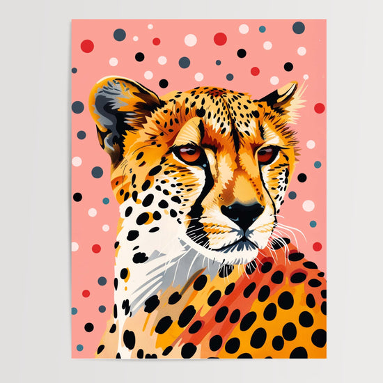 Poster Guépard à pois - Fauve chic aux teintes girly — Vierge - poster-presentation-produit