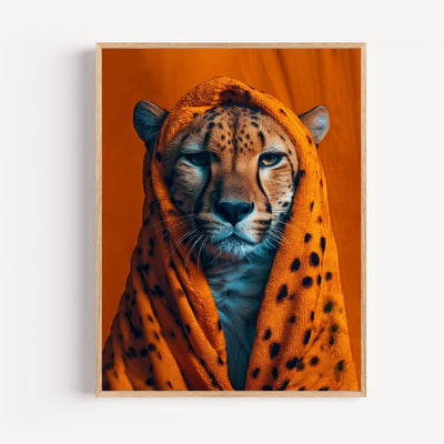 Cheetah Wall Art – Fierce Gaze on Bold Orange