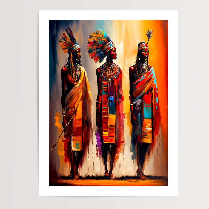Poster Guerrières Masai - Fierté et lumière d'Afrique — Vierge - poster-presentation-produit — passe-partout blanc