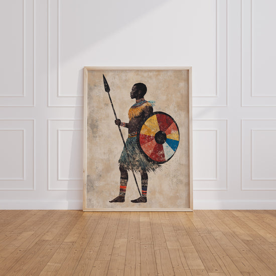 Poster Guerrier africain - Lance, bouclier et fierté zouloue — Vierge - living-room