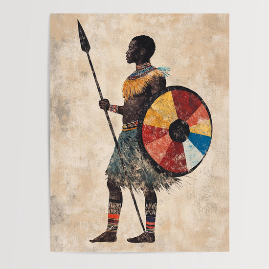 Poster Guerrier africain - Lance, bouclier et fierté zouloue — Vierge - poster-presentation-produit