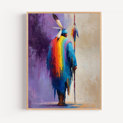 Poster Guerrier amérindien - Fierté cérémonielle arc-en-ciel