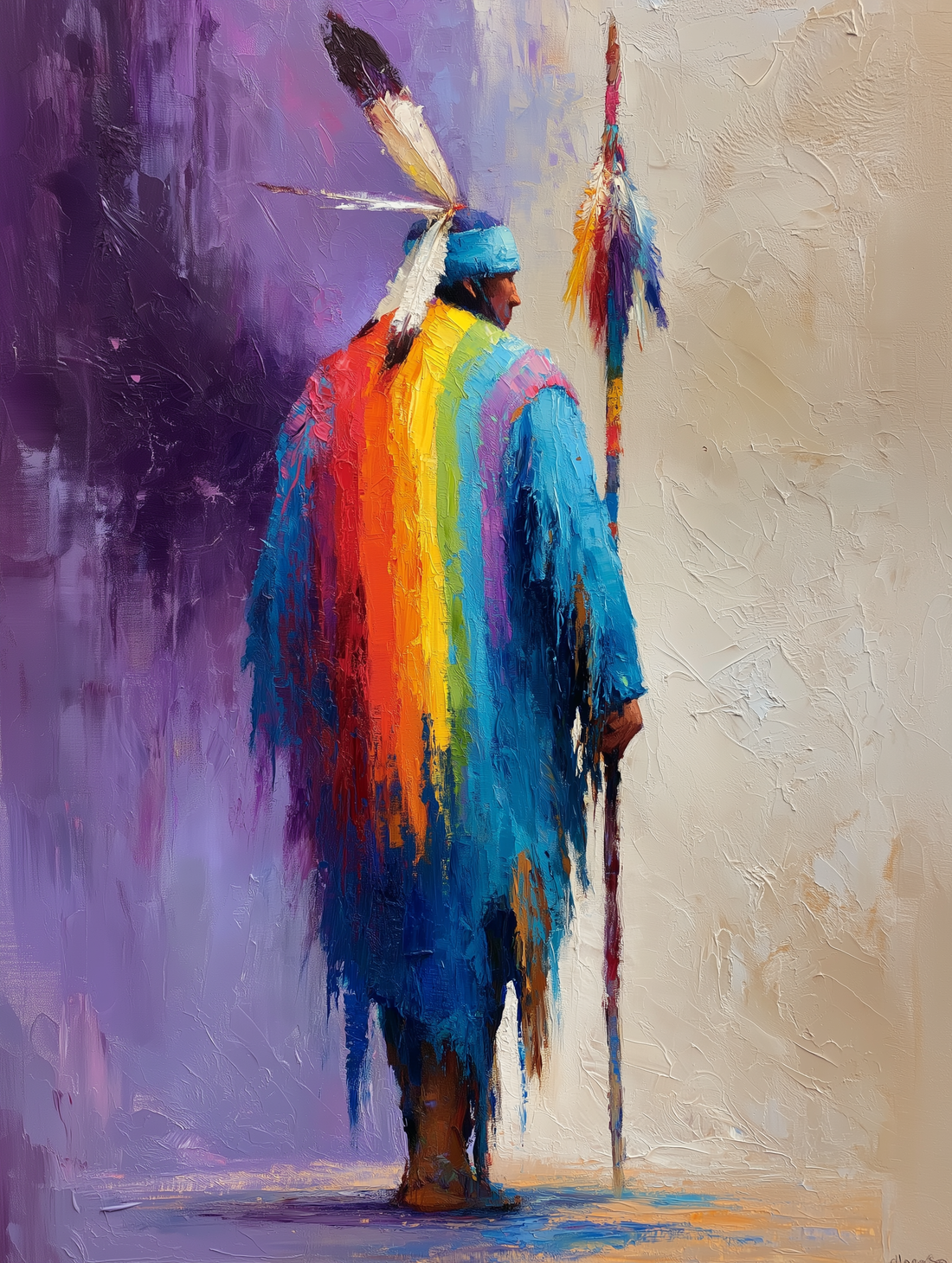 Poster Guerrier amérindien - Fierté cérémonielle arc-en-ciel