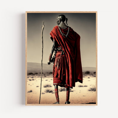Póster Guerrero masái - Orgullo y tradición de una cultura ancestral