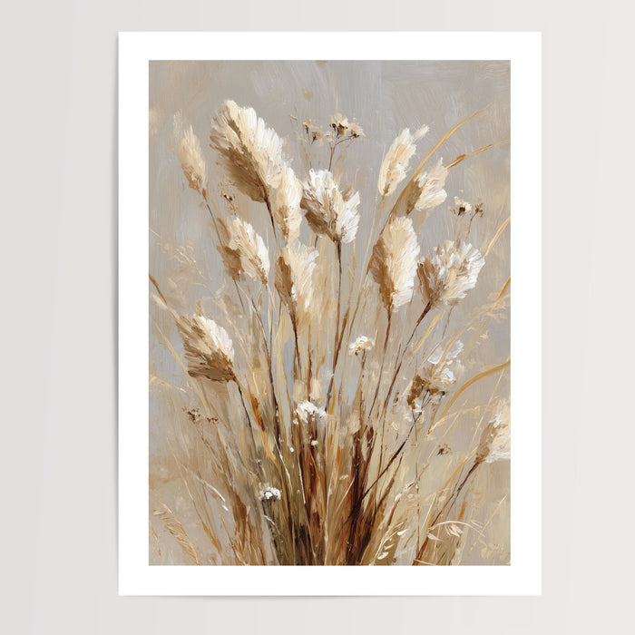 Poster Herbe des pampas - Douceur beige et sérénité naturelle — Vierge - poster-presentation-produit — passe-partout blanc