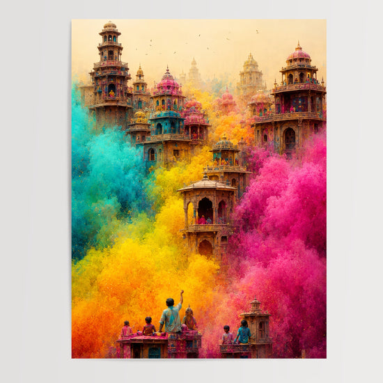 Poster Holi Inde - Explosion de joie et temples millénaires — Vierge - poster-presentation-produit