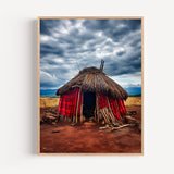 Poster Hutte africaine - Terre rouge et toit de chaume