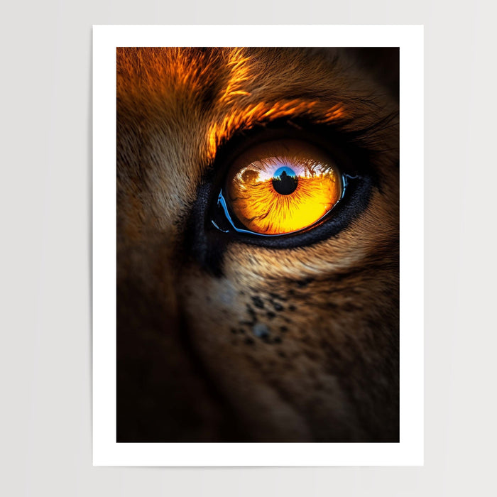 Poster Œil de lionceau - Regard doré et magnétique de la savane — Vierge - poster-presentation-produit — passe-partout blanc