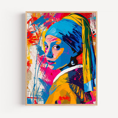 Poster Jeune Fille à la Perle - Vermeer version street art éclatante