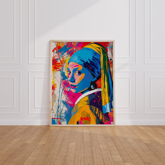 Poster Jeune Fille à la Perle - Vermeer version street art éclatante — Vierge - living-room