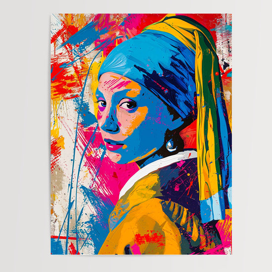 Poster Jeune Fille à la Perle - Vermeer version street art éclatante — Vierge - poster-presentation-produit