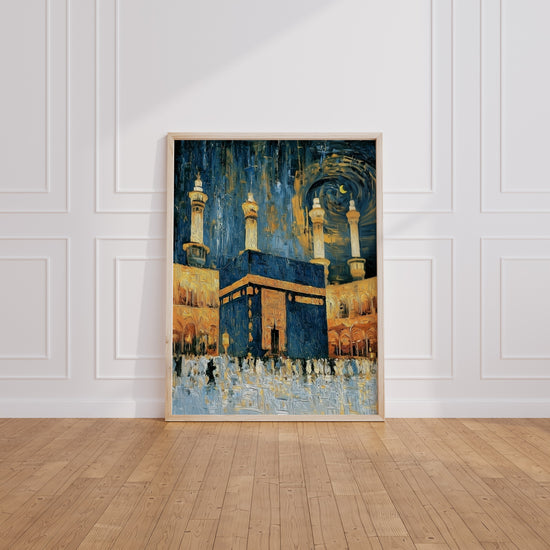 Poster Kaaba - Ferveur d'une nuit baignée de bleu et d'or — Vierge - living-room