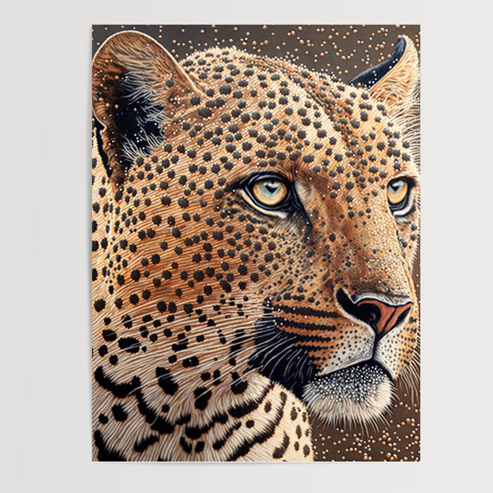 Luipaard poster in pointillisme – productpresentatie