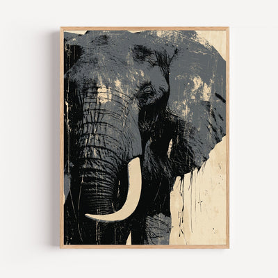 Poster Éléphant - Une présence tranquille en noir et beige