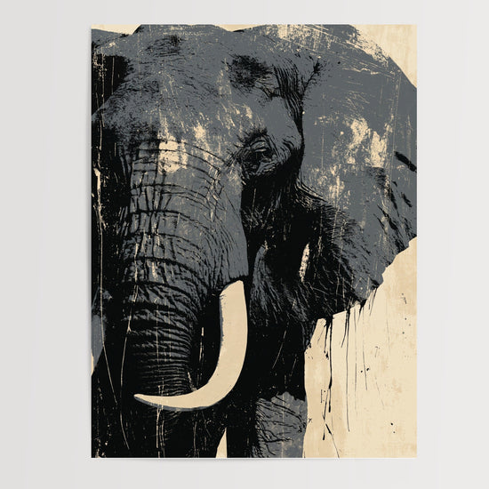 Poster Éléphant - Une présence tranquille en noir et beige — Vierge - poster-presentation-produit