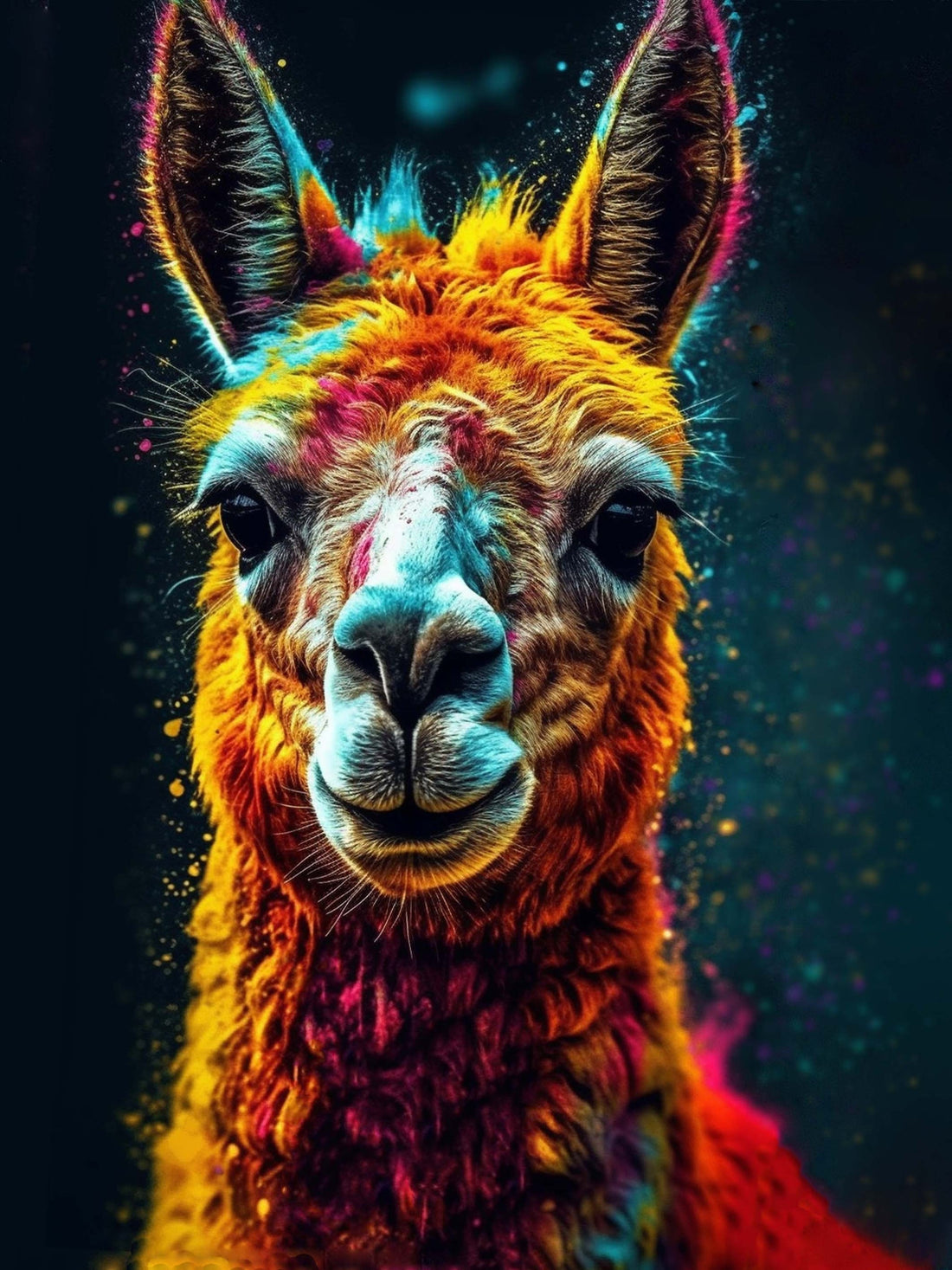 Poster Lama - Portrait haut en couleurs et plein de caractère