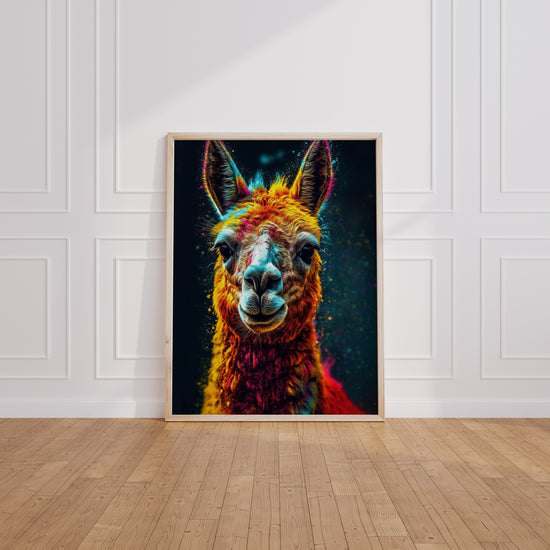 Poster Lama - Portrait haut en couleurs et plein de caractère — Vierge - living-room