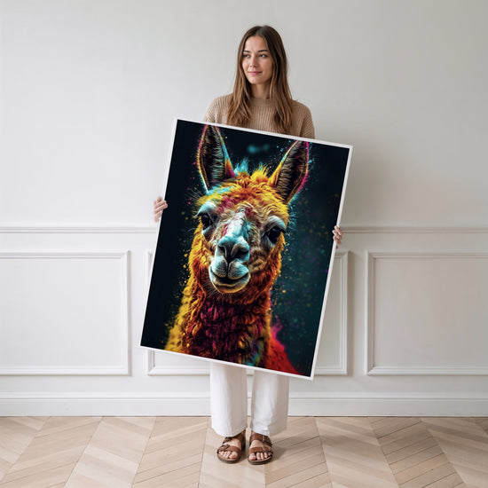 Poster Lama - Portrait haut en couleurs et plein de caractère — Vierge - poster-femme-debout
