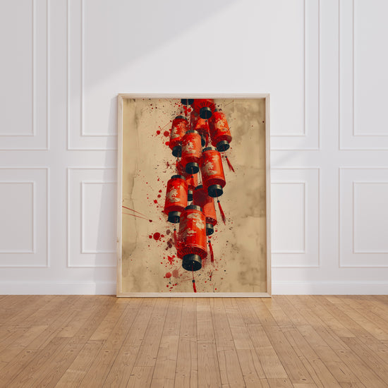 Poster Lanternes rouges - Cascade lumineuse et fête asiatique — Vierge - living-room