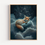 Poster Le Petit Prince - Renard endormi sous un ciel étoilé