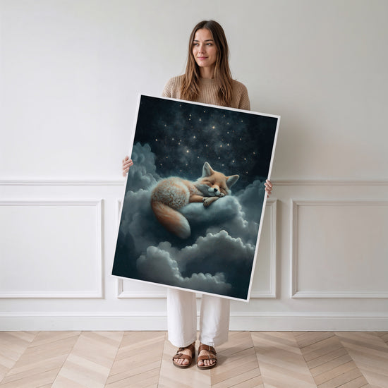 Poster Le Petit Prince - Renard endormi sous un ciel étoilé — Vierge - poster-femme-debout