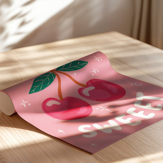 Poster Life is so sweet - Cerises rose bonbon et étoiles pétillantes — Vierge - poster-enroullé