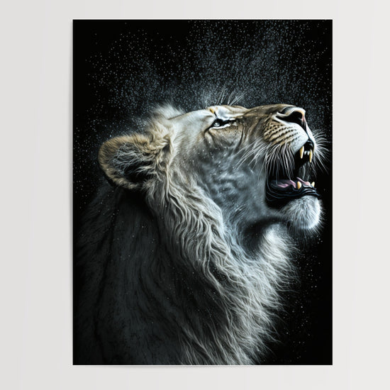 Poster Lion blanc - La force tranquille d'un rugissement royal — Vierge - poster-presentation-produit