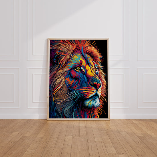 Poster Lion Pop Art - Le roi des animaux en couleurs vibrantes — Vierge - living-room