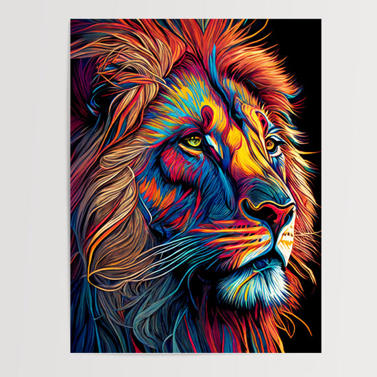 Poster Lion Pop Art - Le roi des animaux en couleurs vibrantes — Vierge - poster-presentation-produit