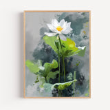 Poster Lotus blanc - Une fleur paisible au cœur du feuillage