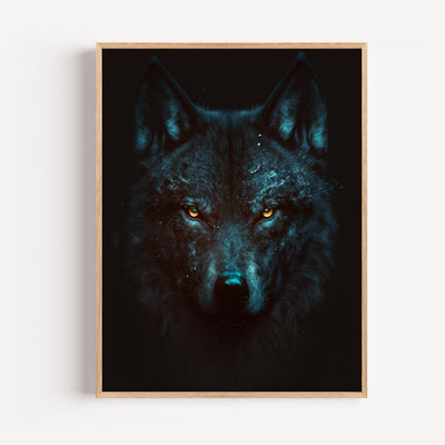 Poster Zwarte Wolf - Intense blik en rustige kracht