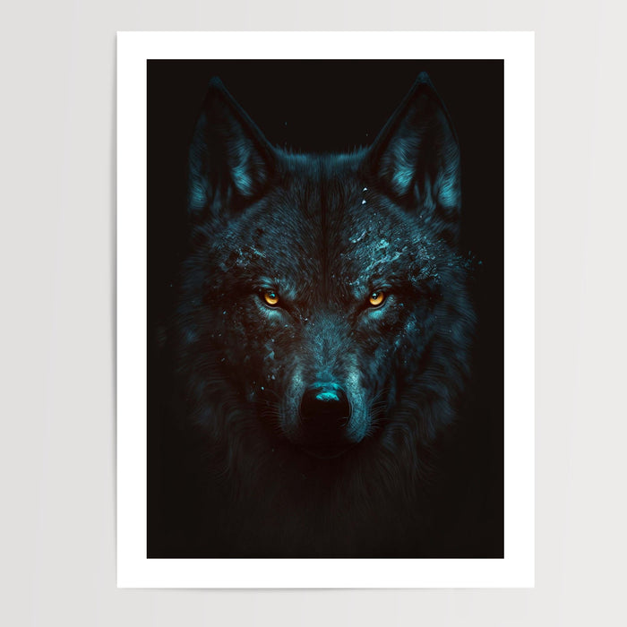 Poster Loup noir - Regard sauvage et force tranquille — Vierge - poster-presentation-produit — passe-partout blanc