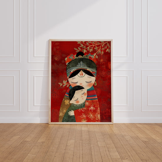 Poster Mère et enfant - Douceur inspirée des poupées russes — Vierge - living-room