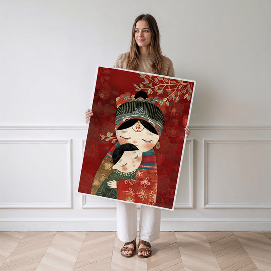Poster Mère et enfant - Douceur inspirée des poupées russes — Vierge - poster-femme-debout