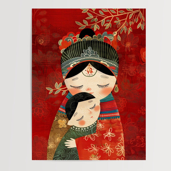 Poster Mère et enfant - Douceur inspirée des poupées russes — Vierge - poster-presentation-produit