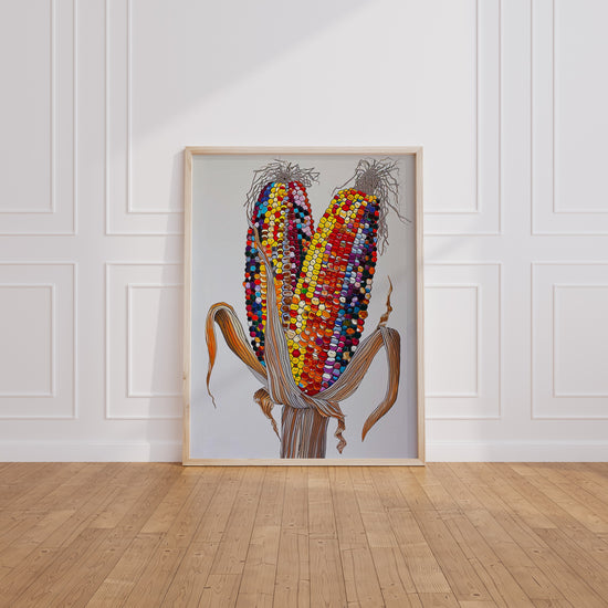 Poster Maïs arc-en-ciel - Saveurs colorées d'une cuisine joyeuse — Vierge - living-room