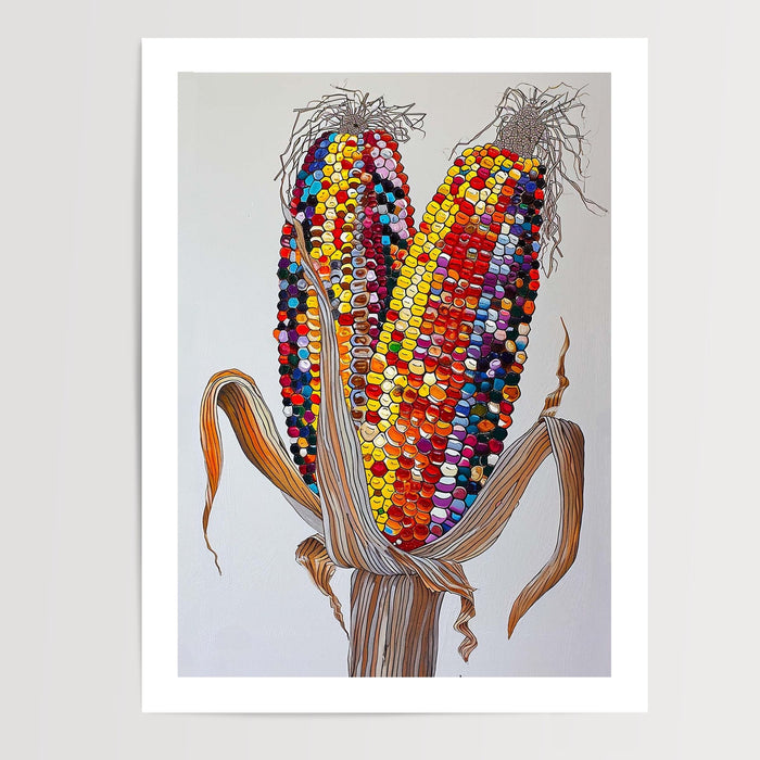 Poster Maïs arc-en-ciel - Saveurs colorées d'une cuisine joyeuse — Vierge - poster-presentation-produit — passe-partout blanc