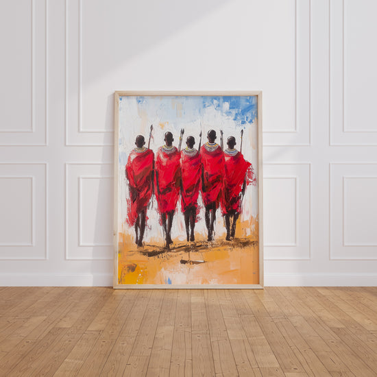 Poster Maasai - La marche fière des guerriers de la savane — Vierge - living-room