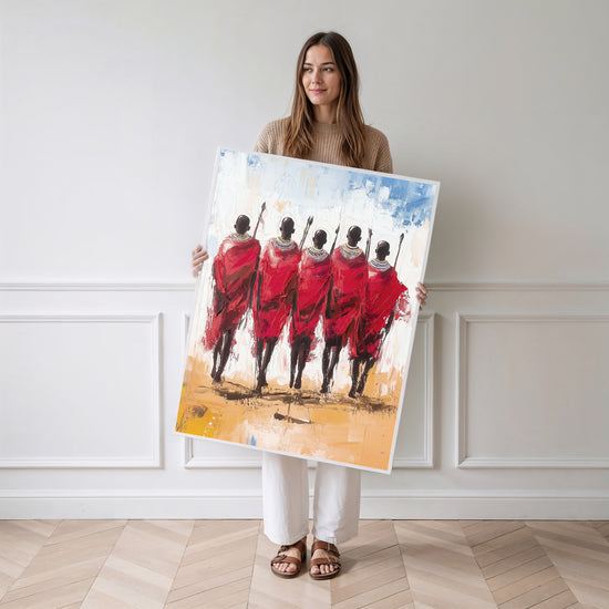 Poster Maasai - La marche fière des guerriers de la savane — Vierge - poster-femme-debout
