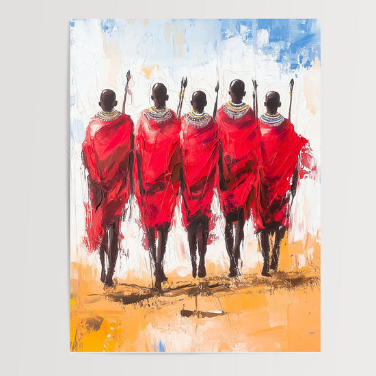 Poster Maasai - La marche fière des guerriers de la savane — Vierge - poster-presentation-produit