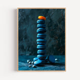 Poster Macarons bleus - L'audace d'une note orangée