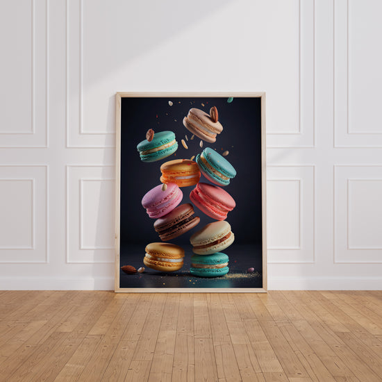 Poster Macarons colorés - Douceur gourmande en cascade — Vierge - living-room
