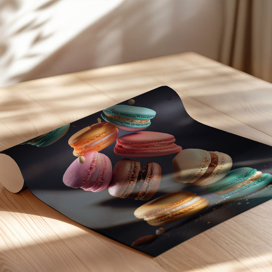 Poster Macarons colorés - Douceur gourmande en cascade — Vierge - poster-enroullé