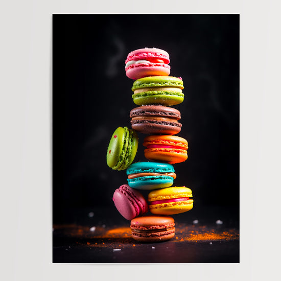 Poster Macarons gourmands - Douceurs pastel d'une pâtisserie française — Vierge - poster-presentation-produit